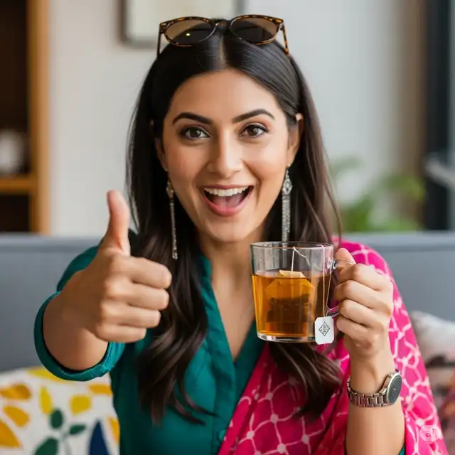 Woman enjoying a cup of SlimTrim365 tea